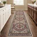 BESTSWEETIE 2x10 Area Rugs for Living Room Washable Non Slip Carpet Low Pile Soft Vintage Print Pattern Rug for Bedroom Dining Room Kitchen Entryway 
Indoor-Burgundy/Brown/Brick/Black/Light tan