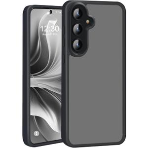 Case for Samsung Galaxy A55 5G Phone Case,Non-Fingerprint/Scratch Slim Shockproof A55 5G Case Translucent Matte Hard PC Back Soft TPU Border Hybrid Protective Drop Protection,Black