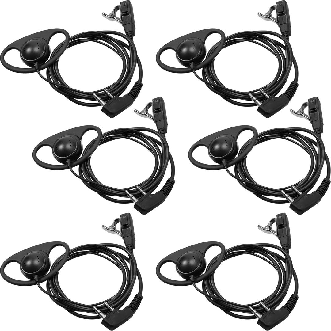 Macarrie 24 Pcs Radio Headset with Mic 2 Pin D Shape Walkie Talkie Earpiece with Mic Walkie Talkie Earpiece Compatible with Rt68 Rt19 Rt27 Rt28 Rt22 Rt21 H-777 2 Way Radios, Soft Ear