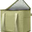 Nook Theory Reusable Insulated Grocery Bag - Leak Proof, X Large Insulated Cooler Bag - Insulated Shopping Bags for Groceries - Travel Cooler Bag for Frozen and Hot Food with Zippered Top (Full Sage)