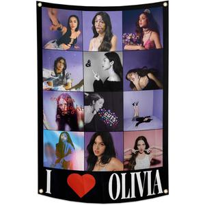 Generic Olivia Music Flags 2X3 Feet Rodrigo Funny Flag with 4 Brass Grommets for Bedroom Bar Living Room College Dorm Girl Bedroom Yard Decor, Pack of 30