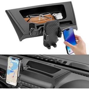 Upgraded Phone Mount Compatible with Jeep Wrangler JK JKU 2012-2018 | Anti-Shake Dash Multi-Mount + Storage Tray | 360 Rotation Phone Holder | Off-Road Interior Accessories