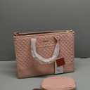LOVEVOOK Laptop Bags for Women, 15.6 inch Waterproof Work Tote Bag with Clutch, Professional Teacher Computer Purse Lightweight Shoulder Bag Travel, Quilted Pink