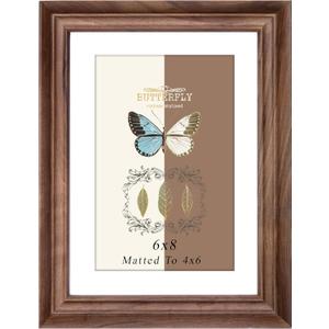 Picture Frame - Solid Wood Picture Frame, Natural Walnut Wood Solid Wooden Picture Frames with HD-Tempered Glass,Vertical or Horizontal Display Photo Frame for Wall & Tabletop Display (walnut, 6X8)