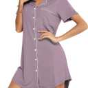 Senert Nightgowns for Women Short/Long Sleeve Sleep Shirt Button Down Night Gowns Maternity Pajamas Nursing Dress Sleepwear, Size: L