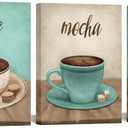 iHAPPYWALL 3 Pieces Coffee Kitchen Decor Wall Art Abstract Cafe Mocha Cappuccino Food Painting Picture for Restaurant Dining Room Cafe Bar Ready to Hang 12x16inchx3pcs