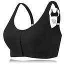 CYTMTZGA Seamless Front Closure Mastectomy Bra Surgical Bra Pocket Breast Prosthesis Breast Forms Bralette Daily Bra 3XL Black