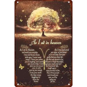 As I Sit in Heaven Tin Sign Metal Poster Butterfly Decor Signs Vintage Outdoor Street Home Bar Club Wall Decoration 812 Inch