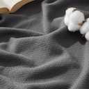 Bedsure 100% Cotton Blanket Twin XL Size for Bed - Breathable and Lightweight, Soft Cozy Textured Herringbone Woven Summer Blanket for College Dorm, Dark Grey, 66x90 inches