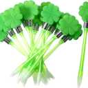 Zonon St. Patrick's Day Pens Shamrock LED Ballpoint Pens Four Leaf Clover Flashing Black Gel Ink Pen Glow in the Dark Pens Birthday Presents Office Supplies(12 Pieces)