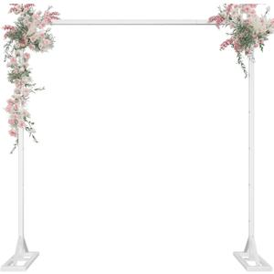 8.2FT Adjustable Backdrop Stand Kit - Square Wedding Arch & Balloon Arch for Photo Booth Background, Baby Shower, Birthday Party Decorations (Portable Frame) (White, 8.2X 8 FT)