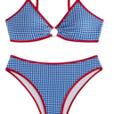 Fanuerg Women's Triangle Bikini Sets O Ring Linked Two Piece Swimsuits Floral Printed Cheeky Bathing Suit Medium