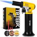 TBTeek Butane Torch with Fuel Gauge T907, One-hand Operation Kitchen Torch Lighter with Adjustable Flame for BBQ, Baking, Brulee Creme, Crafts and Soldering(Butane Gas Not Included)