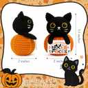 2 x Hocus Pocus Sign Magical Halloween Decor Gift, Mini Black Cat Plush Pumpkin Toy, Witchy Cute Halloween Decor for Women Friend Coworker Handmade Crochet Fall Autumn Table Tiered Tray Ornament