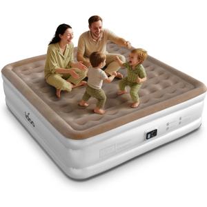 iDOO King Size Air Mattress with Built in Pump, 20 Raised Inflatable Mattress for Home Camping and Guest, Upgraded Blow Up Mattress, Durable Wave Beam Strong Support, Air Bed 80x76x20in(King)