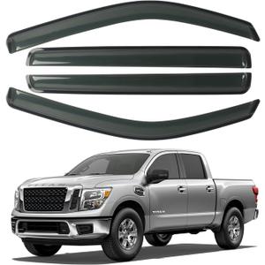 4 PCS CHYKORLA Window Visor Rain Guards Fit for 2022 2023 Nissan Frontier Crew Cab, Tape-on Side Wind Window Deflectors, Outside Mount Smoke Tinted Vent Visors Shade Shield