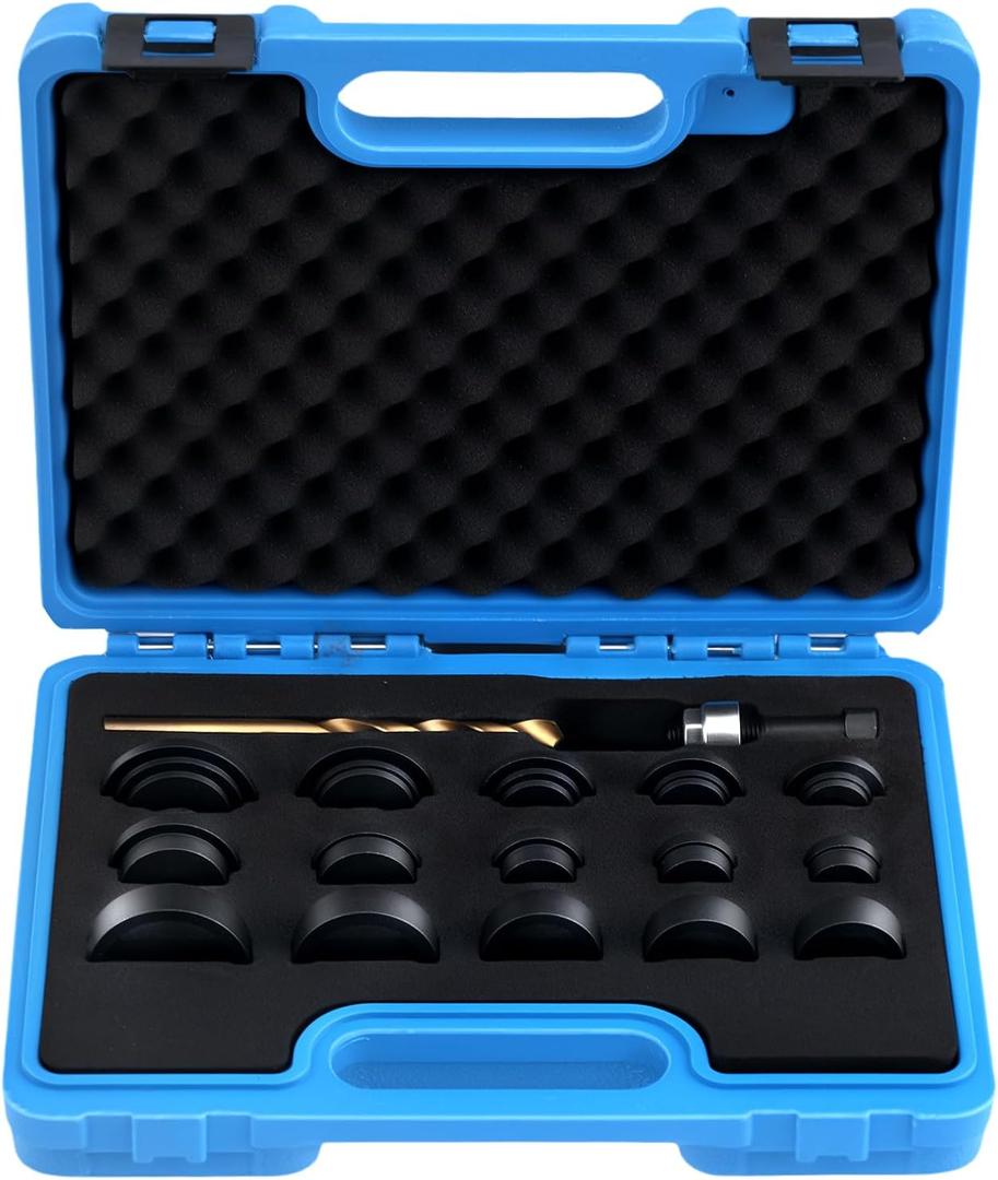 maXpeedingrods Parking Sensor Hole Punch Tool Lens Hole Maker, 17mm-32mm Lens Hole Cutter for Car Reverse Camera & Sensors, Car Radar Hole Cutting Aid, Heavy-Duty No-Drill Punch Kit, 17 Piece (Blue)
