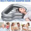 Inflatable Portable Shampoo Bowl, Hair Washing Bowl with Drain Hose & Neck Support, PVC Inflatable Shampoo Bowl for Bedridden Patients, Disabled, Seniors, Kids, Home Care