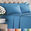 Queen 6 Piece Sheet Set - Comfy Breathable & Cooling - Hotel Luxury Bedding for Women, Men, Kids, Teens & Children - 1 Flat & 1 Fitted Sheet & 4 Pillowcases w/ Deep Pockets - Wrinkle Free - Denim Blue