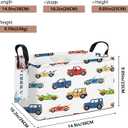 Rectangular Kids Car Storage Basket, Collapsible Fabric Toy Organizer Bin with Handles, Cute Cartoon Car Pattern Storage Box for Boys Room, Nursery, Playroom, Closet (Car)