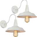 BRIGHTESS W8903 Retro White Wall Sconce Barn Lamp Industrial Vintage Farmhouse Wall Lamp Led Porch lamp for Indoor Hardwired (2 Packs), Set of 2