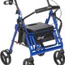 Drive Medical 795B Duet Folding Transport Wheelchair and Rollator Walker, Blue