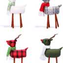 Set of 4 Reindeer Christmas Decoration, Standing Christmas Elk Decor, Handmade Plush Swedish Santa Elk Figurines Christmas for Home Indoor