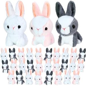 Simgoing 24 Pcs Easter Bunny Stuffed Animal Plush Cute Small Rabbit Animals Fluffy Mini Bunny Keychain Soft Plush Toy Hanging Pendant Gift for Girl Boy Teen Women Backpack Purse Birthday Party Favors