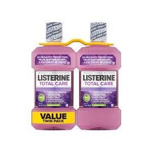Listerine Total Care AlcoholFree Anticavity Mouthwash, 6 Benefit Fluoride Mouthwash for Bad Breath and Enamel Strength, Fresh Mint Flavor, Twin Convenience Pack, 2 x 1 L