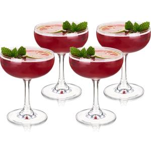True Coupe Glass, Martini Glasses for Cocktail Party, Perfect for Espresso Martini, Manhattan, Champagne, Elegant 7 oz Glassware for Home Bars, Wedding Gifts, Margarita Glasses Set of 4