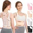 Fit Geno Back Brace Posture Corrector for Men & Women: Shoulder Straightener Adjustable Full Back Support Pain Relief - Scoliosis Hunchback Spine Corrector (Medium) (Beige)