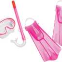 Speedo Aqua Quest Swim Mask, Snorkel & Fins Set (Large/X-Large, Pink Frost)