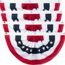 2 x 4 Ft American Pleated Fan Flag Banner, 4 Pieces USA Patriotic Half Fan Bunting Flag, Patriotic Decoration for 4th of July Independence Day Porch Garden Outdoor Indoor Decorations