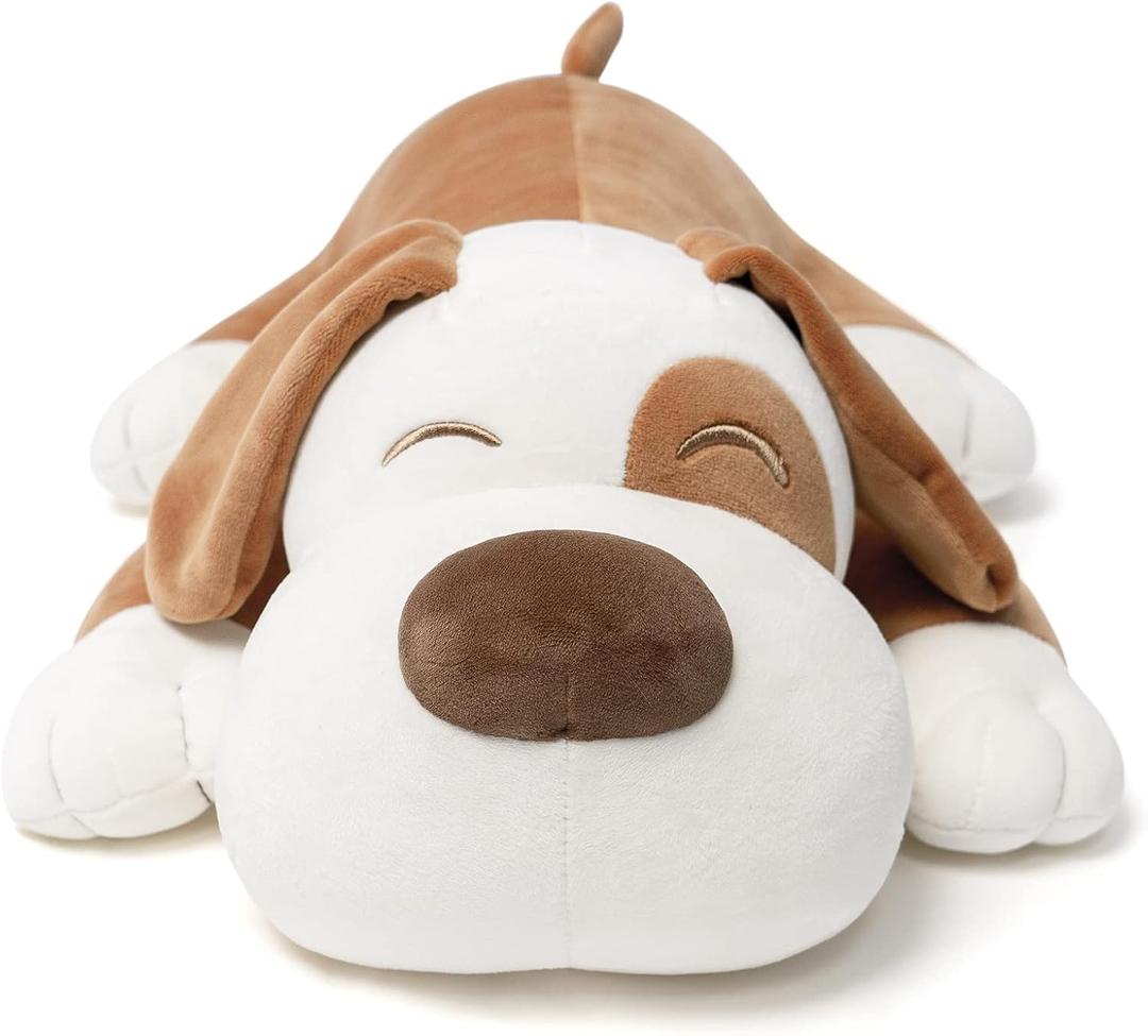 Niuniu Daddy 15" 1.9 Pound Weighted Stuffed Animals Brown Puppy Plush Toy Pillow - Kawaii Stuffed Animal for Kids, Toddlers & Teens - Soft Room Decor