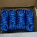 Double Braided Nylon Dock Lines Rope, 1/2 Inch x 15 FT Dock Line with 12 Inch Eyelet for Mooring Boats, Blue and Black (4 Pack)