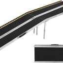 10 FT Portable Wheelchair Ramp for Home Step, Aluminum Handicap Ramp with Support Legs,Non-Skid Surface and Reflective Strips,Weight Capacity 600 LBS