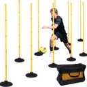 Neoaider 6 FT Agility Poles for Soccer, Basketball, Football, Equestrian, Pet Training, 10 Pack Detachable Soccer Poles w/Rubber Bases, Pole Bending Poles for Horses, Indoor/Outdoor Use