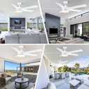 YUHAO 60 Inch White Ceiling Fan with Light and Remote Control.Noiseless,Dimmable,3CCT,6 Speeds Reversible, DC Ceiling Fans for Indoor or Covered Outdoor Use.ETL Listed