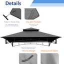 EasyLee 8'x5' Grill Gazebo Canopy Cover - Waterproof Replacement Top with T-Hook,Gray