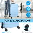 AnyZip Luggage PC ABS Hardside Lightweight Suitcase with 4 Universal Wheels TSA Lock Carry-On 20 Inch Light Blue