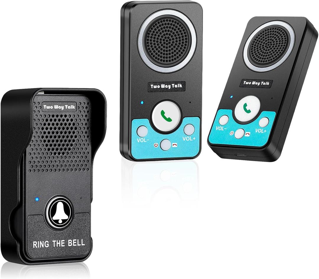 Wireless Doorbell with Speaker 2 Way Audio, Hands-Free Natural Conversation Door Bell Ringer Wireless, 1300Ft Range, 8 Level Volume, 4 Chimes, Battery Doorbell with Intercom for Home/Office/Classroom