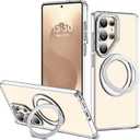 for Samsung Galaxy S25 Ultra Case with 360Rotatable Magnetic Ring Stand Compatible with Mag-Safe Military Protection Shockproof Transparent Phone Cases for S25 Ultra 6.9",Clear