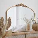 PERFNIQUE Vintage Mirror, 36" X 30" Arched Antique Baroque Mirror, Gold Traditional Wall Decor, Ornate Decor Anthro Look Alike Decor for Bathroom Living Room Fireplace Entryway Hallway