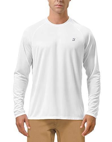 Roadbox Mens UPF 50+ UV Sun Protection Shirts Outdoor Long Sleeve SPF Diving Rash Guard for Fishing Hiking Swimming White, XL