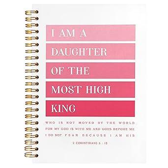 Pink I am Daughter of the Most High King Christian Notebook Journal, Christian Gifts for Women, Bible Notebooks for Note Taking, Bible Journaling Notebook, Hardcover Spiral Notebook