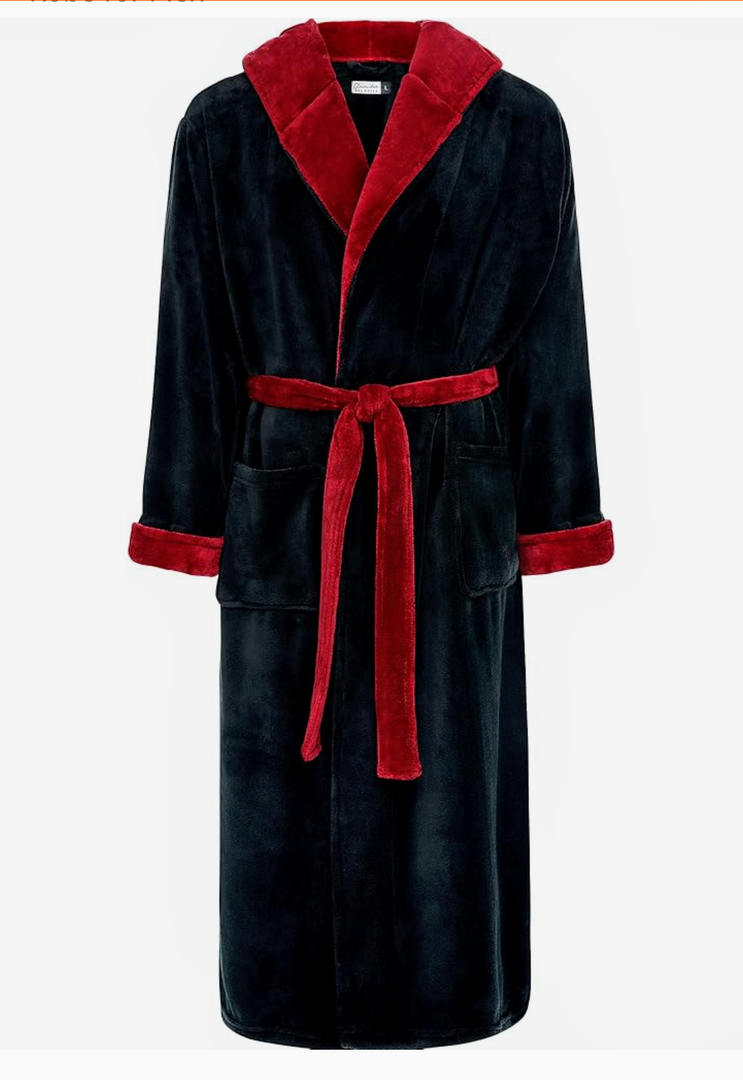 Alexander Del Rossa Mens Robe with Hood, Plush Fleece Hooded Mens Bathrobe, Big and Tall Bath Robe for Men XL