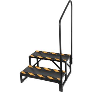 RV Steps with Handrail, 2-Step Anti-Slip Heavy Duty Stable Universal Stair for RV Travel Trailers Pool Hot Tub Trampoline