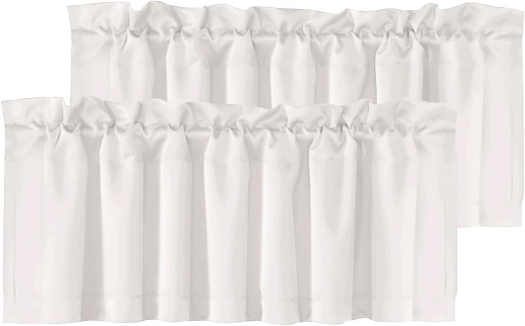 H.VERSAILTEX Blackout Kitchen Curtain Valances,Short Window Valance Curtains for Living Room/Bedroom/Bathroom Privacy Decorative Rod Pocket2 Panels52" W x 18" L, Solid in Ivory
