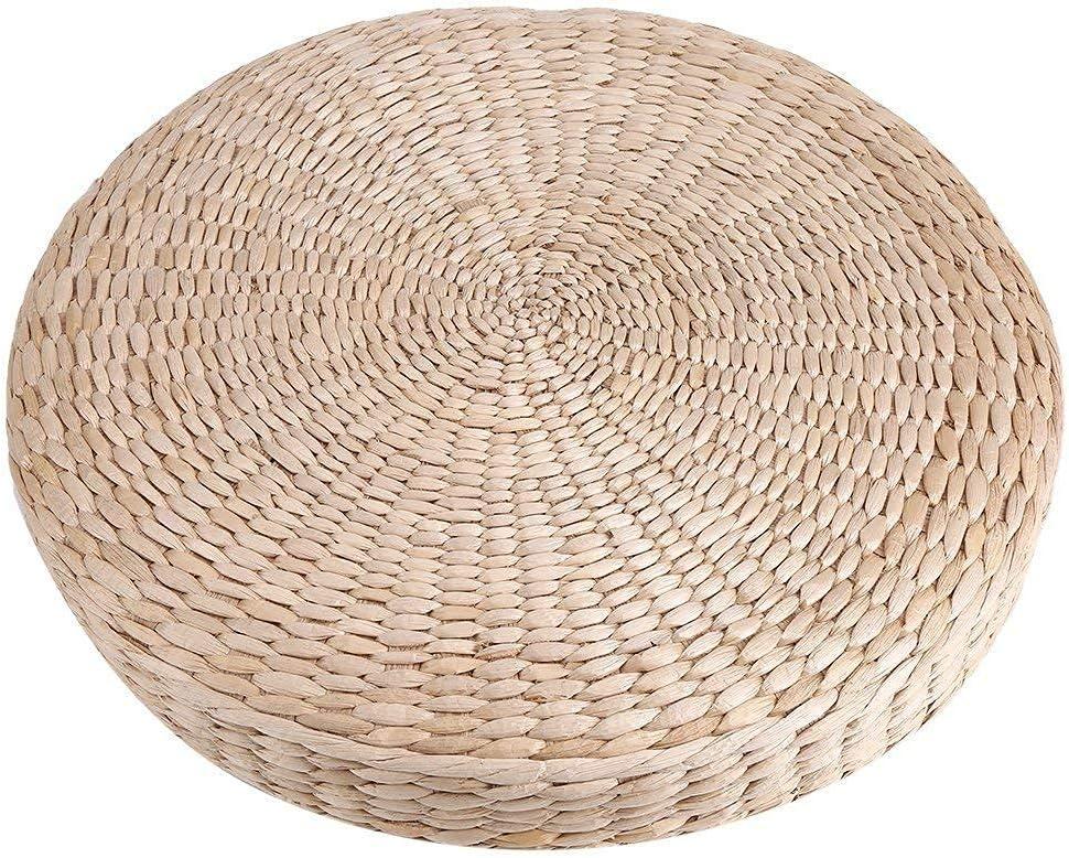 Meditation Cushion, Tatami Floor Pillow Seating for Adults Cushion Seat Round Pouf Filling Floor Cushion with Soft Sponge Filling Ottoman Foot Rest for Living Room Bedroom Beige, 15.75" x 2.36"