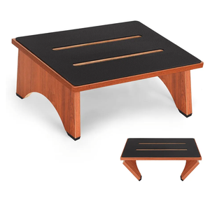 Step Stool Foldable, Wooden Step Stool with Non-Slip Rubber Stepping Platform, Folding Step Stools for Adults Seniors in Bedroom, Kitchen Bathroom, RV, Bed Steps for High Beds, No Assemble (Brown)